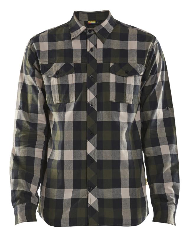 Blåkläder Flannel Skjorte Olivengrøn/Sort - L