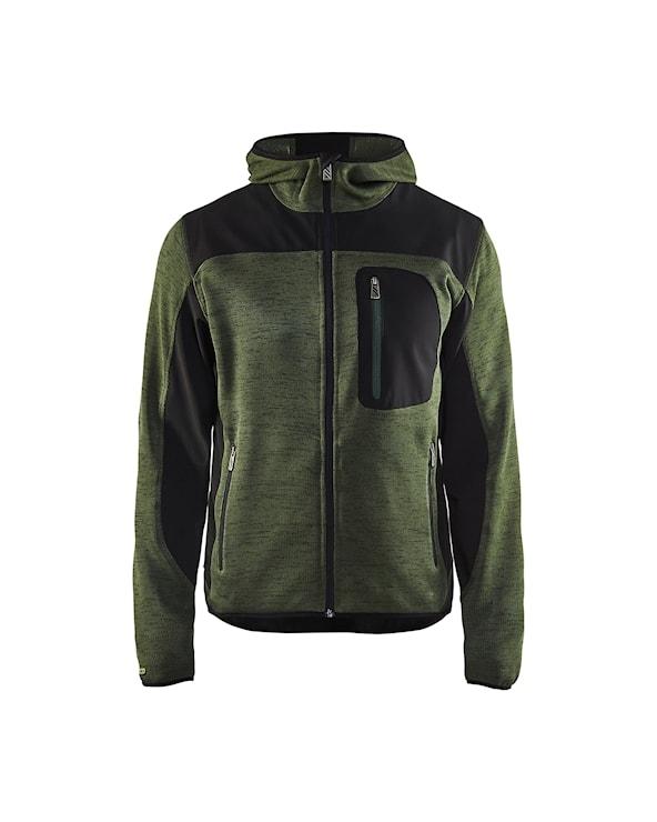 Blåkläder Strikket Softshell Jakke Army Grøn/Sort - L