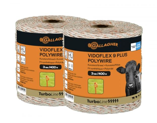 Gallagher Duopack Vidoflex 9 Turboline Plus hvid 2x400m