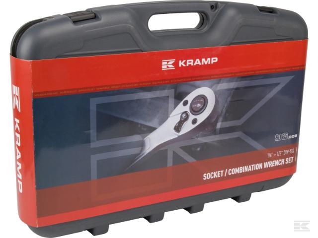 Kombitopnøglesæt med 96 dele består af 1/4' - 1/2' toppe