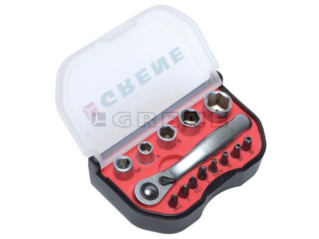 Grene Mini topnøglesæt i 1/4' - 14 dele