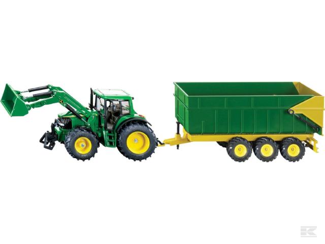 Siku 01843 John Deere med Frontlæsser og Vogn