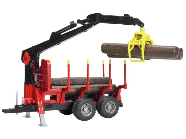 Bruder 02252 Skovtrailer med kran og 4 træstammer, på lager igen 10. februar