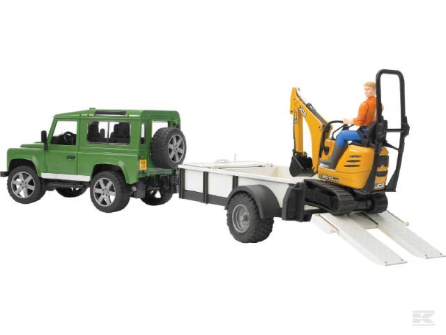 Bruder 02593 Land Rover med Trailer, JCB Minigraver og Fører, på lager igen 10. februar
