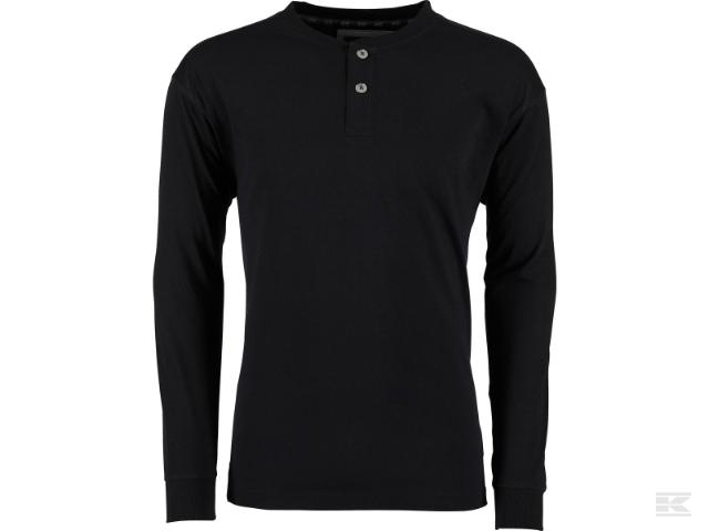 Kramp Technical Langærmet T-shirt med knapper Sort - L