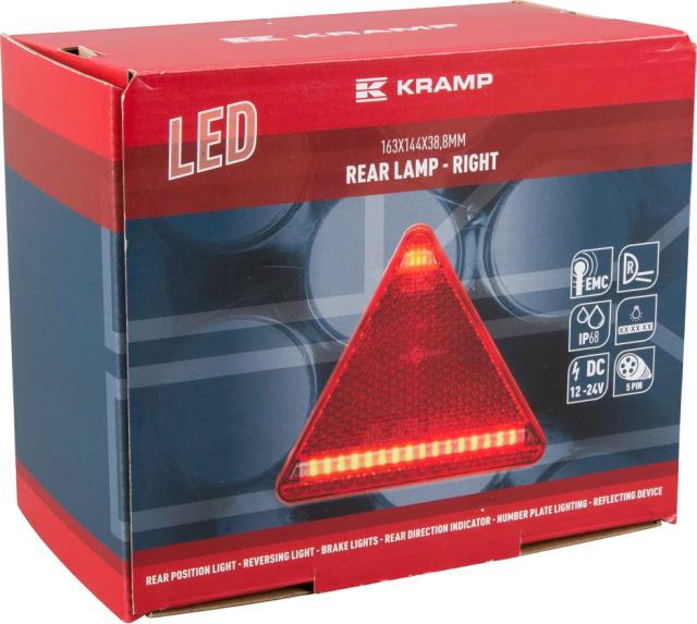 Kramp Baglygte LED med trekantrefleks 5-pin