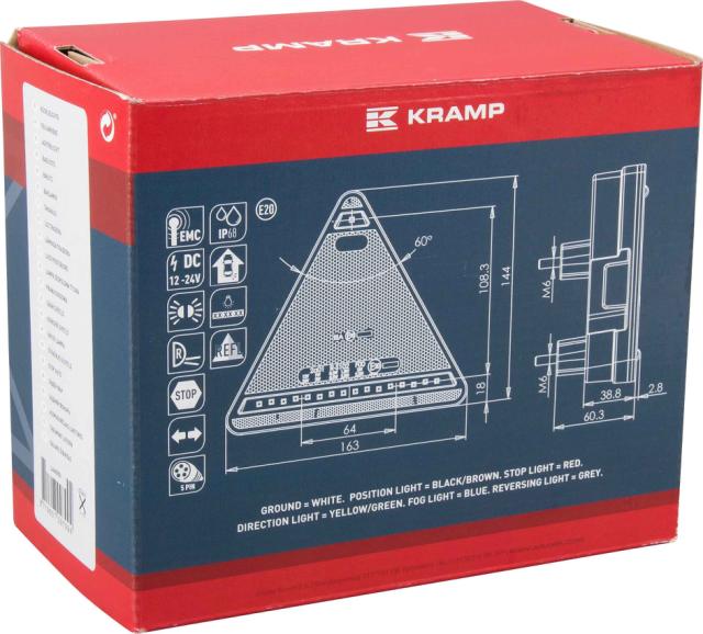 Kramp Baglygte LED med trekantrefleks 5-pin