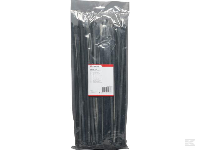 Kabelbinder sort 370 x 7,6 mm 100 stk pr pk