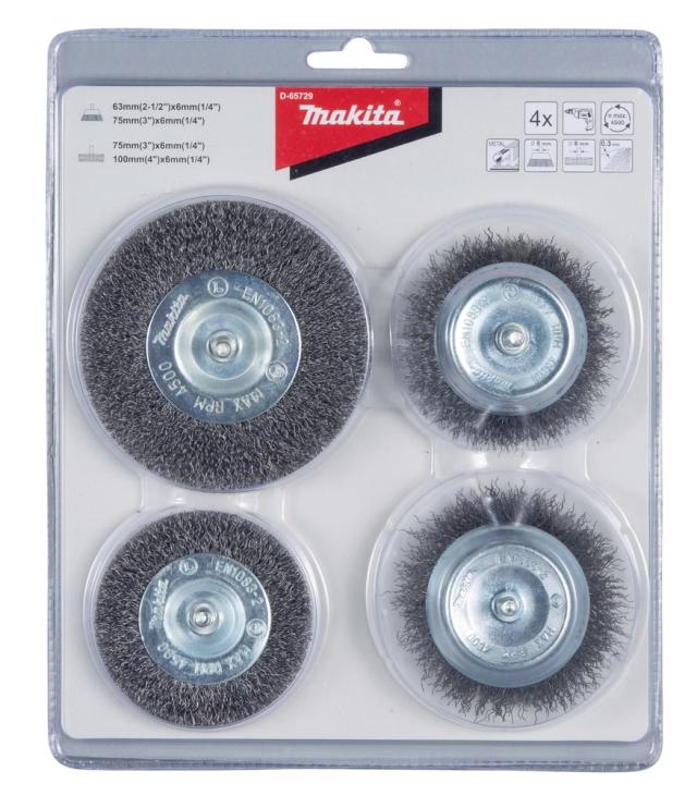 Makita Stålbørstesæt 6mm 1/4' - 4 dele