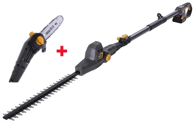 Texas PHX2000/PCX2000 2-i-1 stangkædesav/hækkeklipper m/batteri & lader 